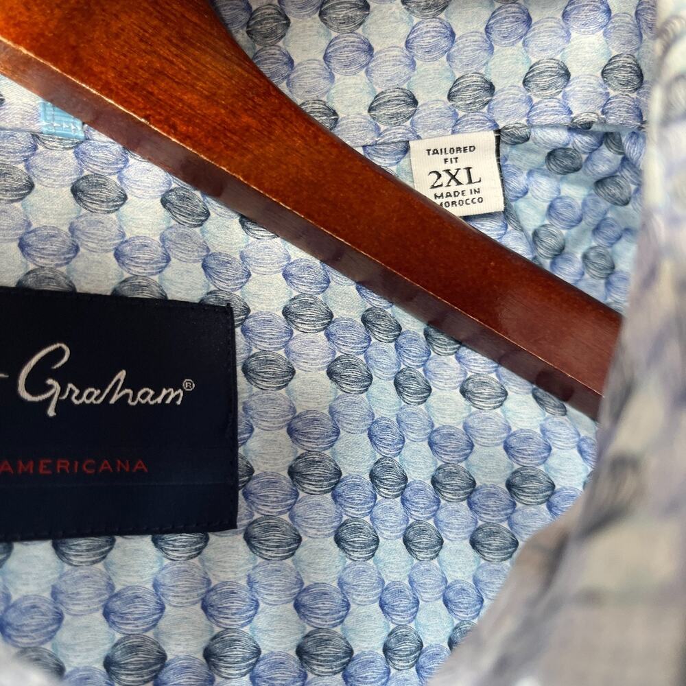 Robert Graham Shirt 2XL Blue Geometric Casual Button Up Long Sleeve Mens - Picture 6 of 13
